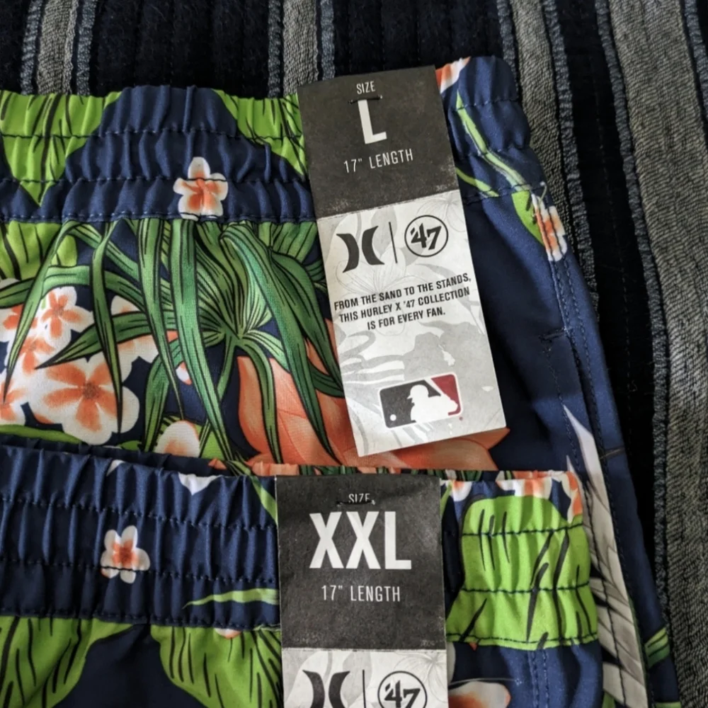 Hurley '47 Brand Detroit Tigers Blue Hawaiian Swim Trunks 3 Pocket 17 in 032026 - Picture 8 of 10